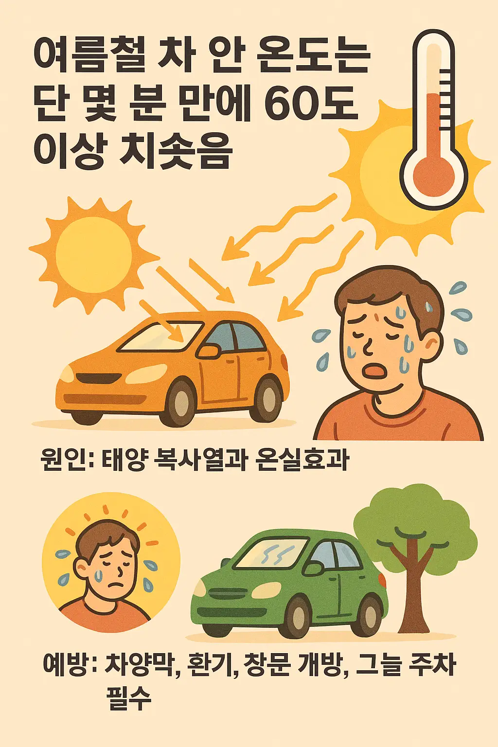 차 안 온도 60도 이상?!｜태양 복사열이 만든 여름철 폭염 원인과 예방법