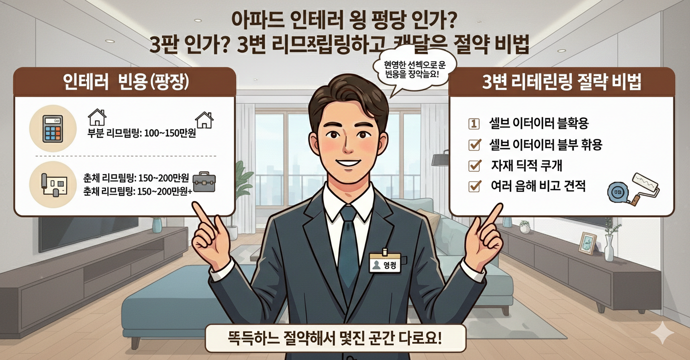 아파트 인테리어 비용 평당 얼마 3번 리모델링하고 깨달은 절약 비법