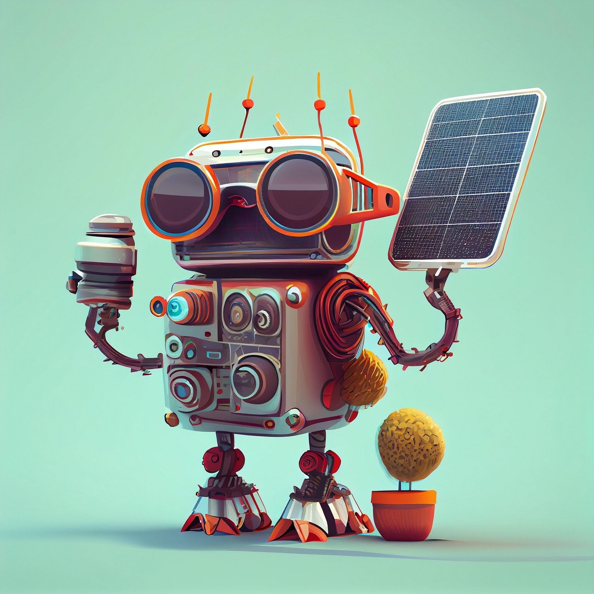 기계안에 일차전지가 내장 된 로봇