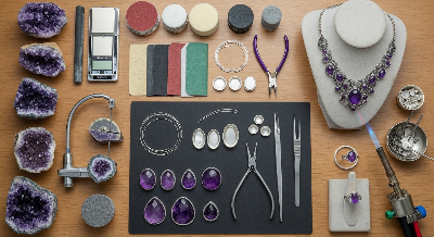 자수정목걸이 만드는 과정