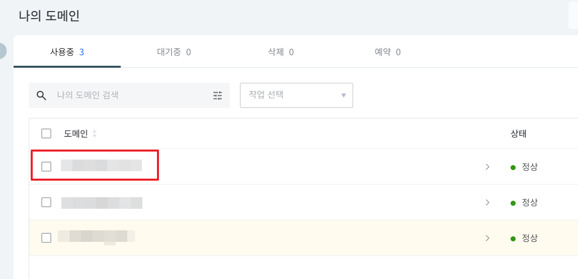 도메인 선택