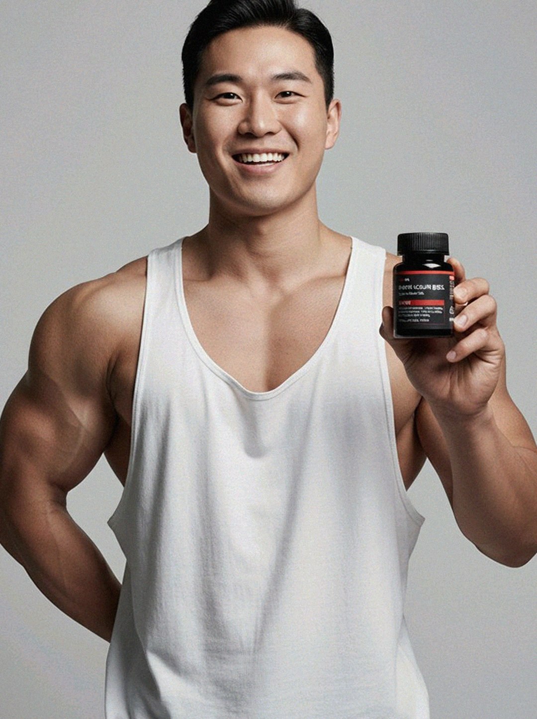 Korean Asian man in 40s searching on laptop after workout at home