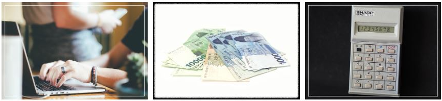 노트북으로-일하는-사람-지폐-계산기-사진
