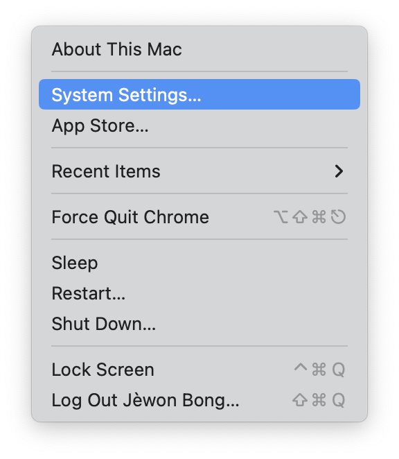 MacOS 환경설정 들어가는 메뉴
