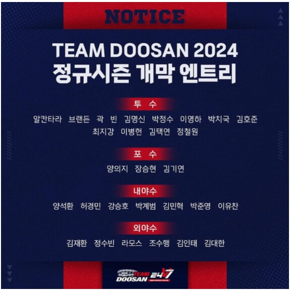 2024 프로야구 두산베어스 시즌 정보