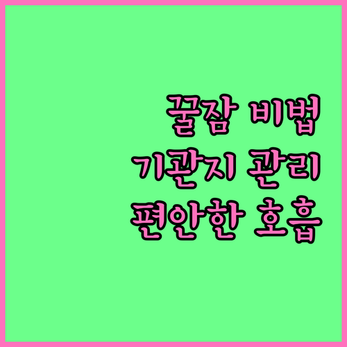 꿀잠을 부르는 기관지 관리: 밤에도 ..