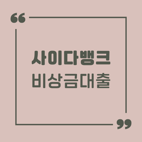 사이다뱅크 비상금대출