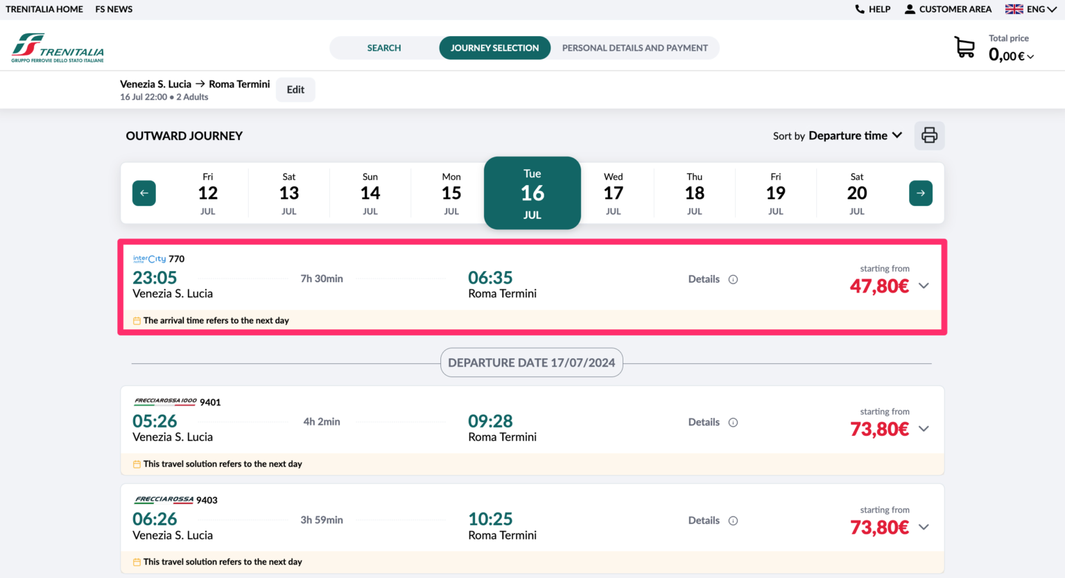 이탈이아 열차 예약