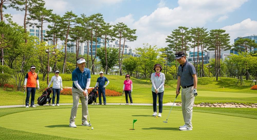 파크골프를 즐기는 중장년층 사진