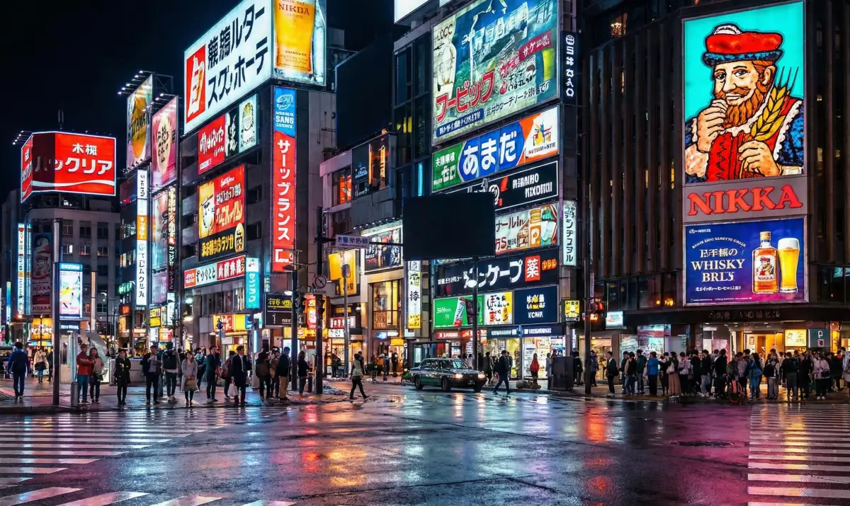 삿포로의 밤을 책임지는 스스키노 거리의 화려한 네온사인