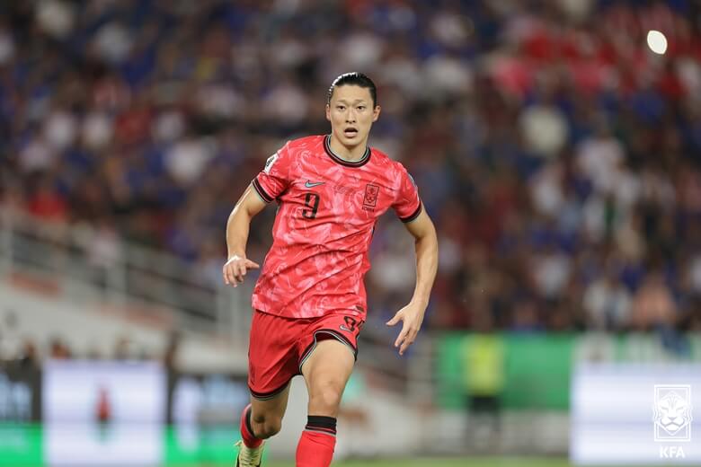 태국전에 나선 축구선수 조규성