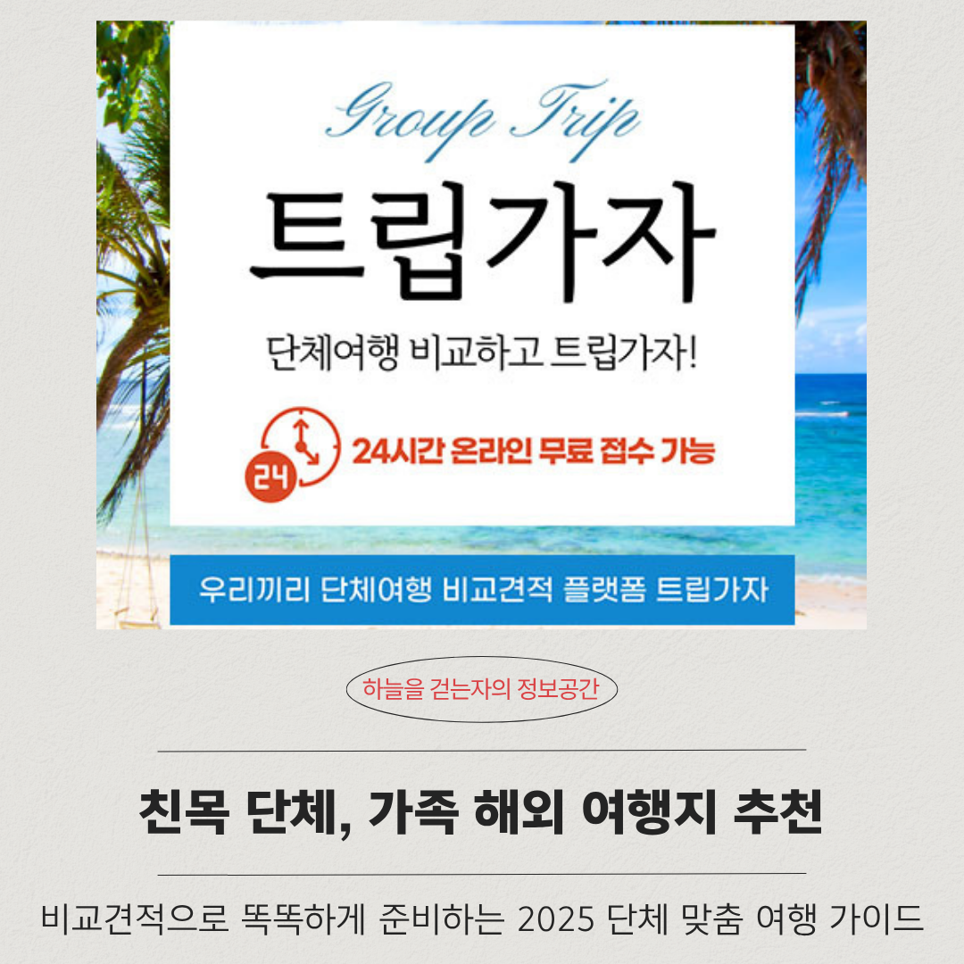 친목 단체, 가족 해외 여행지 추천 ❘ 비교견적으로 똑똑하게 준비하는 2025 단체 맞춤 여행 가이드