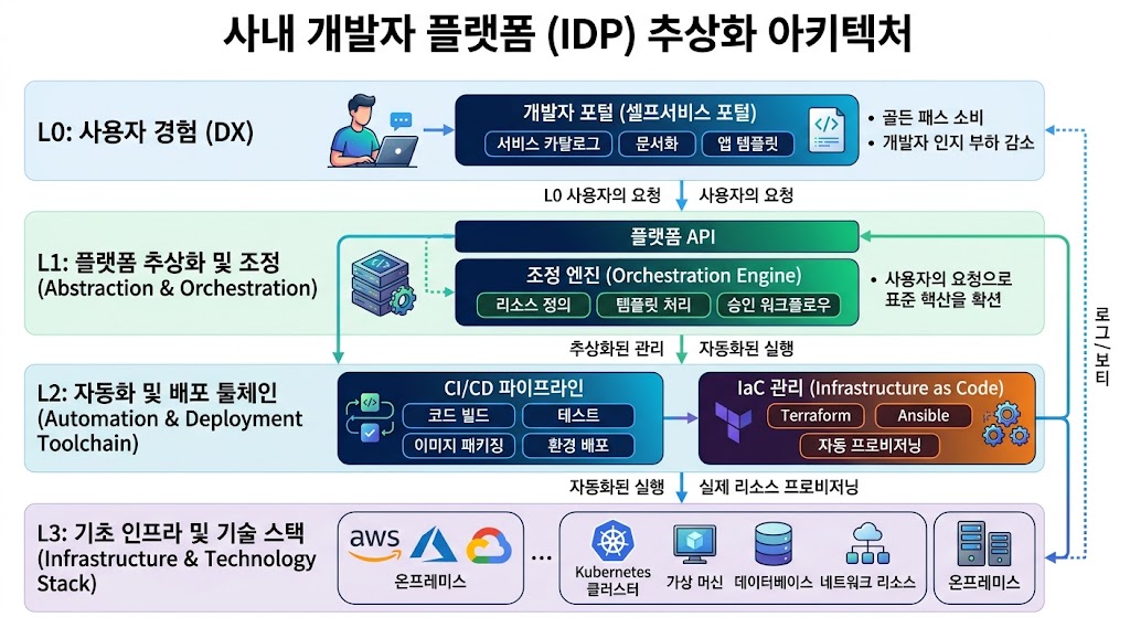복잡한 쿠버네티스와 클라우드 인프라를 캡슐화하여 개발자에게 직관적인 인터페이스를 제공하는 사내 개발자 플랫폼(IDP)