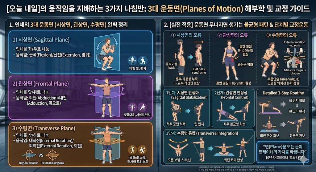 교정운동을 위한 3대 운동면에 대한 해부학적 설명