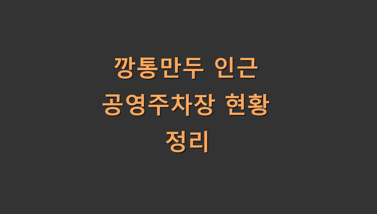 깡통만두 인근 공영주차장 현황 정리