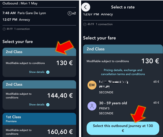 좌석-클래스-고른-후-요금-내기-누르기