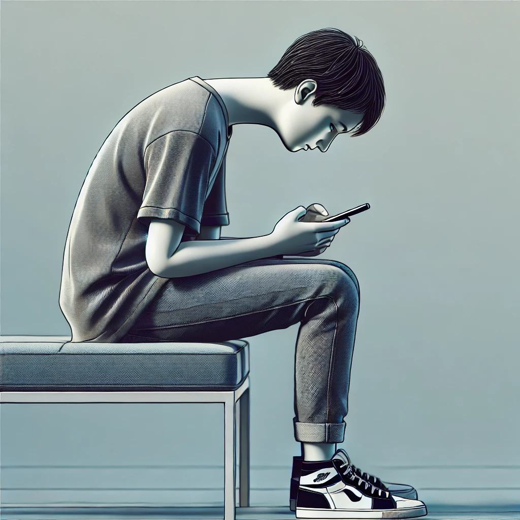 목디스크 주범은 스마트폰 자세 관련 사진