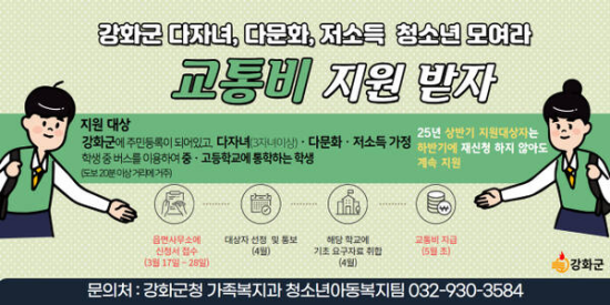 2025년 상반기 강화군 청소년 교통비 지원사업