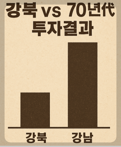 70년대 강북 강남 투자 결과 그래프 이미지