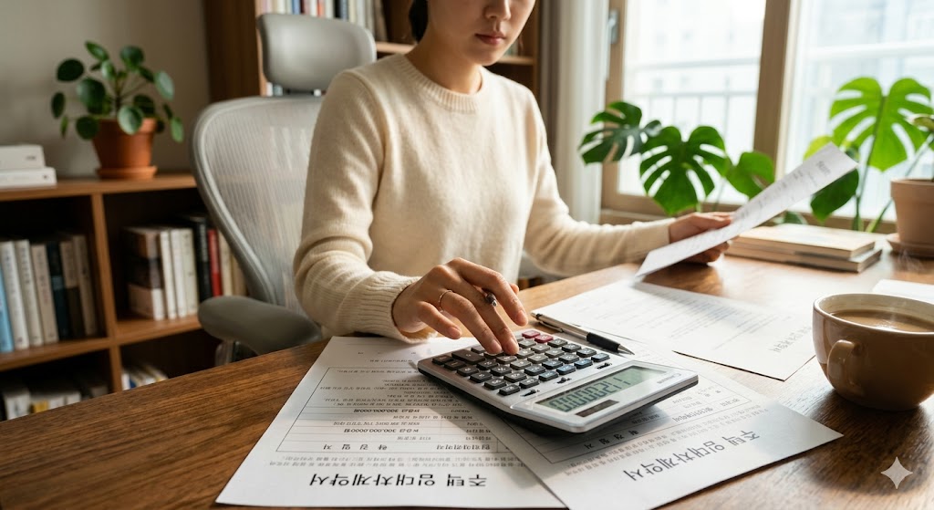 주택 임대차계약서 작성하는 모습