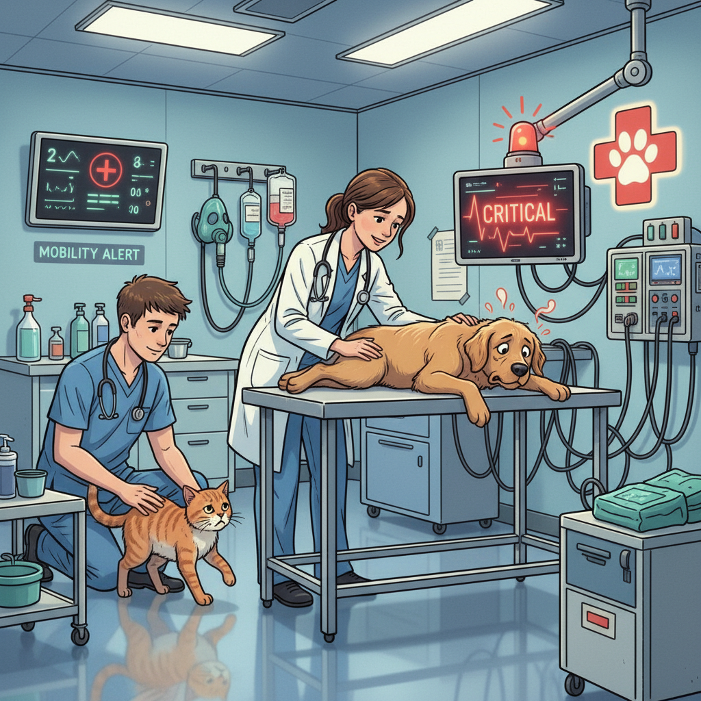 반려동물 진료중인 동물병원 응급실 그림