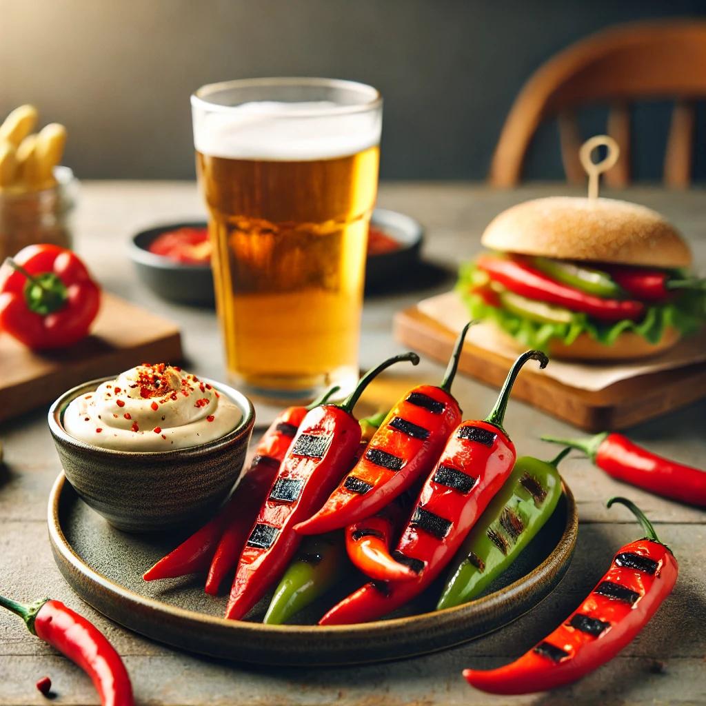 비건 맥주 안주 꽈리고추 구이와 소이마요