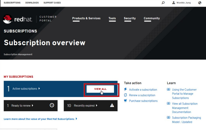 레드햇 구독 구매 및 설치 인증 기술지원 등록 사용 방법