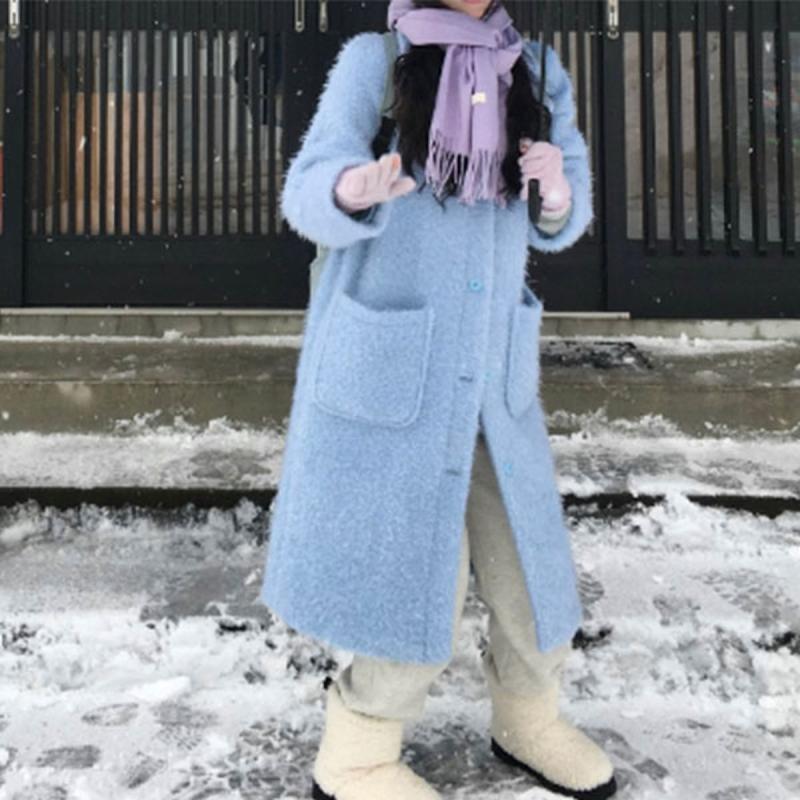 슈팅스타 카라넥 캐주얼 뽀글이 양털 롱 코트