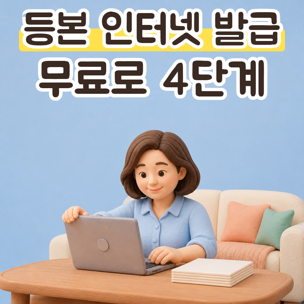 거실 탁자에서 노트북을 열고 서류를 준비하는 자녀