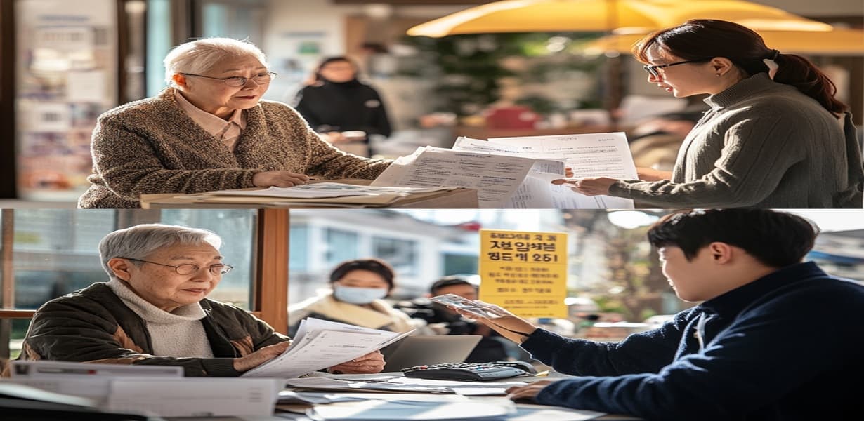 복지 상담을 받는 어르신의 모습