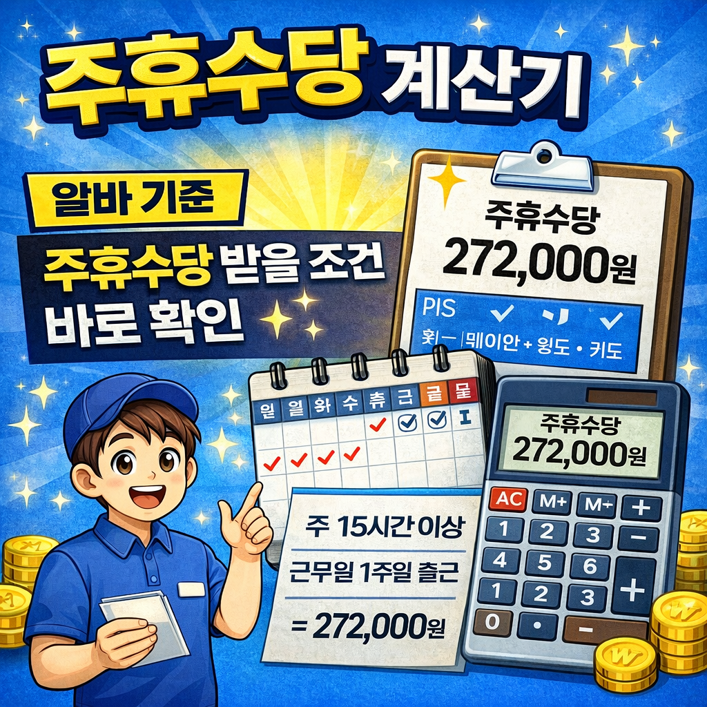 주휴수당 계산기 알바 기준｜주휴수당 받을 조건 바로 확인