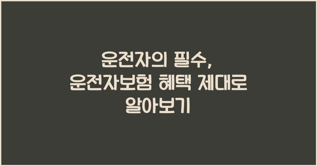 운전자보험 혜택