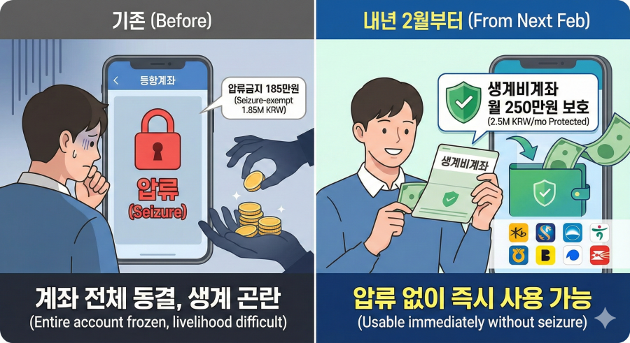 생계비 보호 한도 총정리ㅣ2026 월 250만 원 압류 금지 