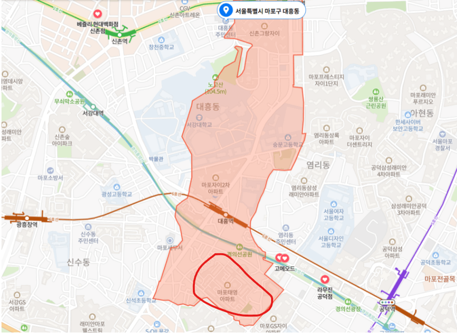 대흥역인근-지도