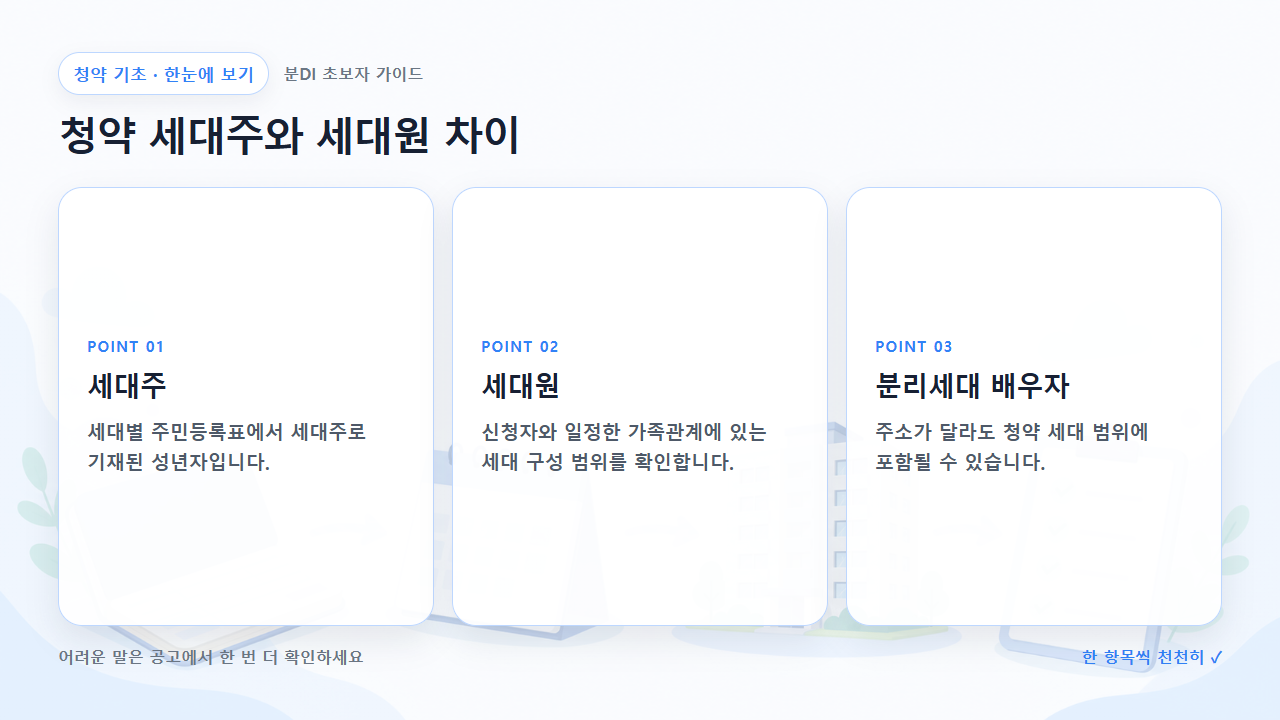 청약 세대주와 세대원 차이 핵심을 세 칸으로 정리한 한눈에 보기