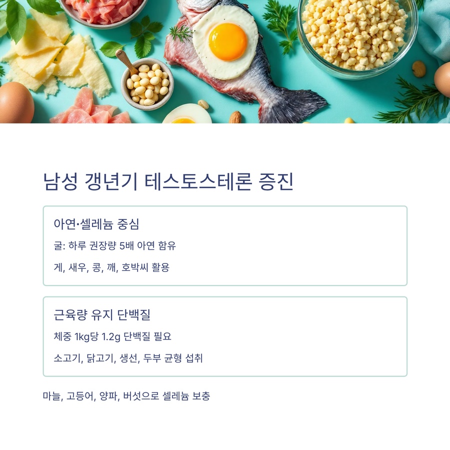 남성 갱년기 테스토스테론 증진 식품 안내