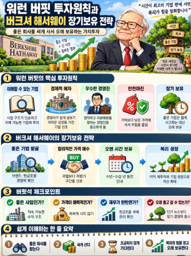 워런버핏 투자원칙과 버크셔해서웨이 장기보유 전략 설명