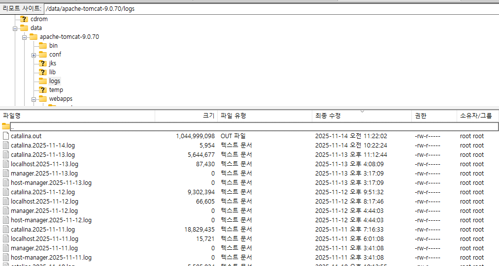 tomcat 로그 파일 구조