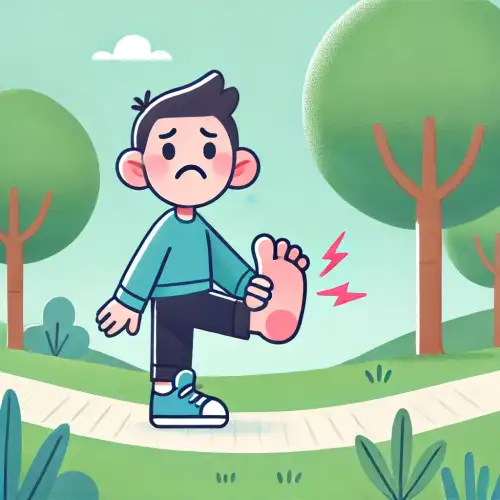 산책길에서 발등 통증을 느끼는 사람