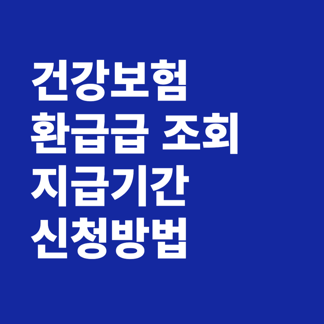 건강보험 환급금 조회 지급기간 신청방법