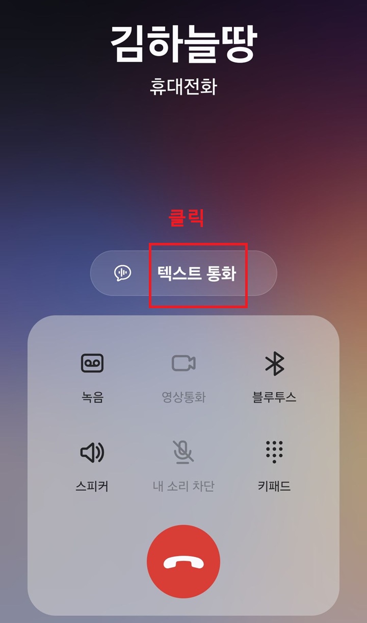 통화화면에 텍스트 통화 메뉴 보임