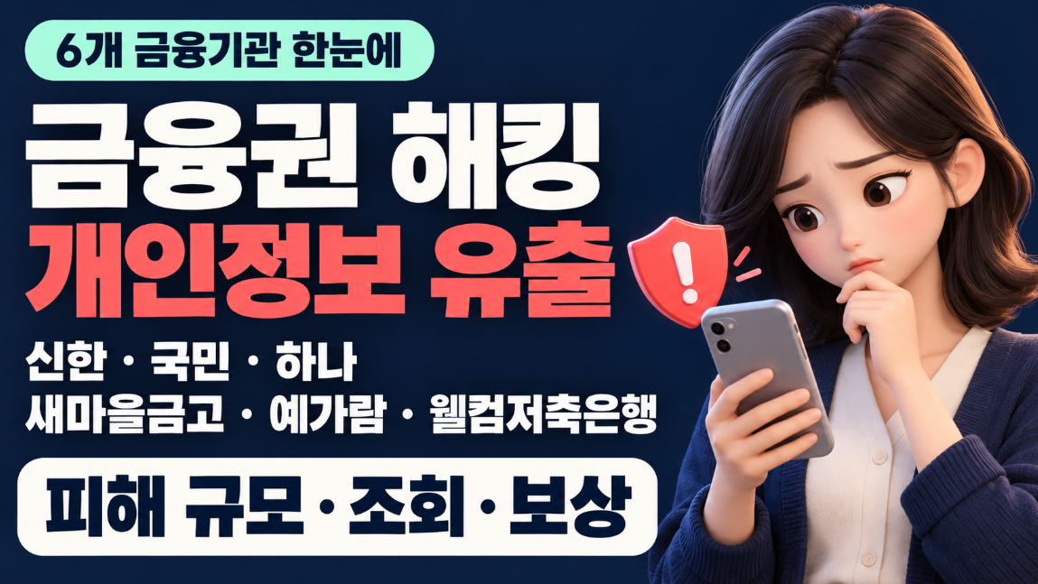 금융권 해킹 개인정보 유출 총정리|신한·국민·하나·새마을금고·예가람·웰컴저축은행 피해 규모·조회·보상