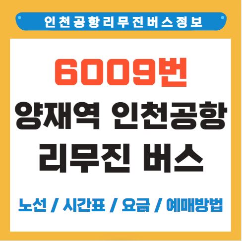 양재역 인천공항 리무진 버스 노선 시간표 요금 예약 방법 6009번