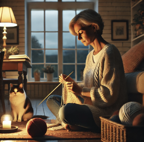 외로움을 잘 극복하고 있는 중년 여성의 모습