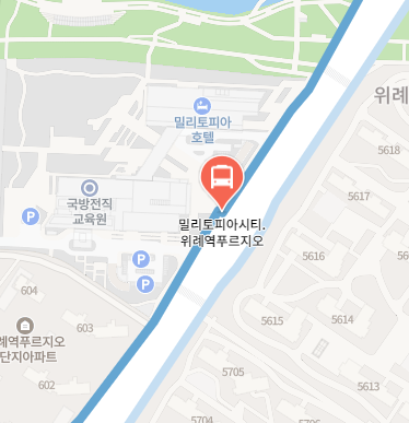 밀리토피아시티.위례푸르지오에서 인천공항 리무진 공항버스(5500번) 지도 위치