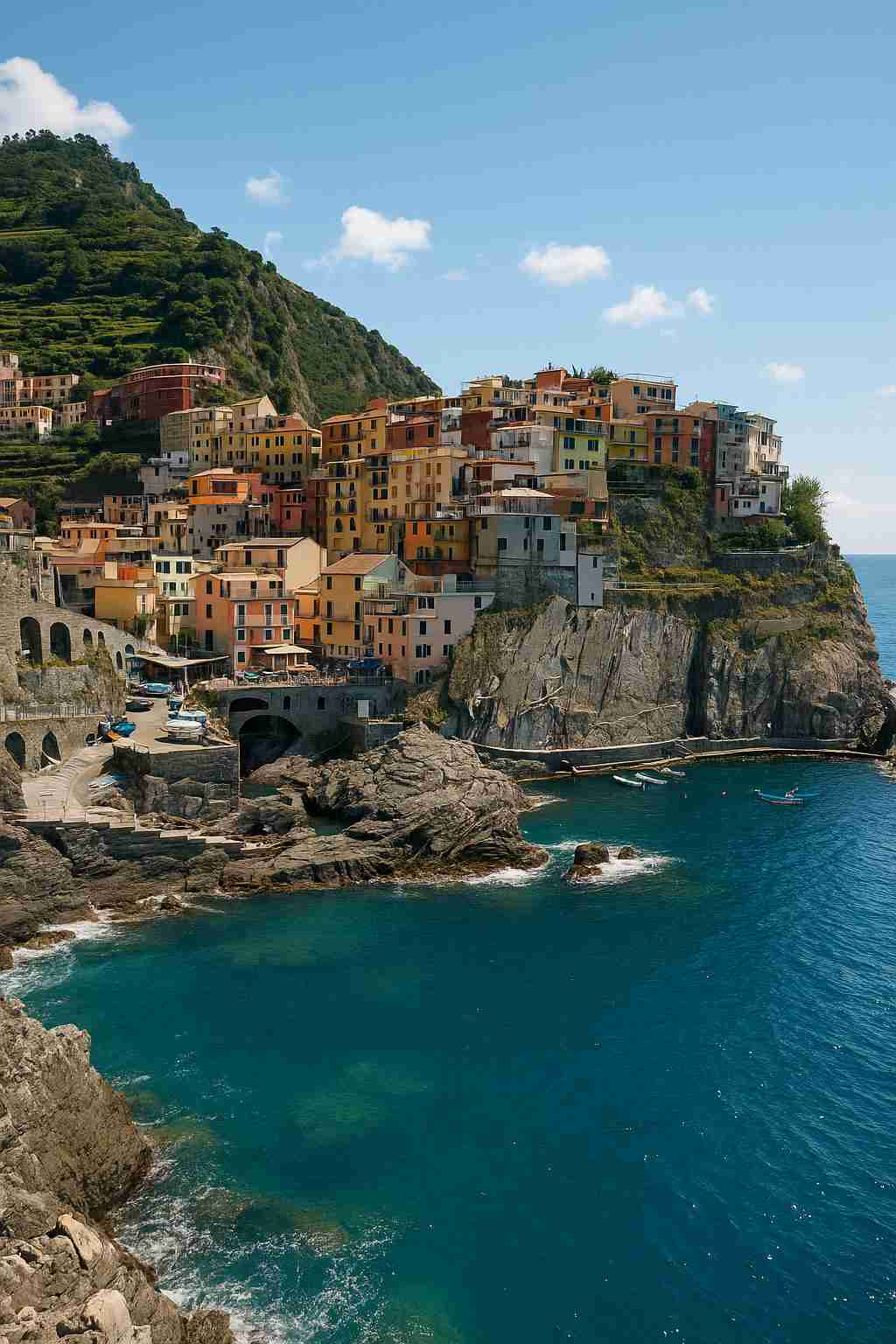 이탈리아 친퀘테레 절벽과 해안 풍경