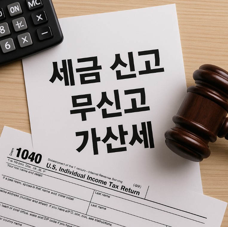 세금 신고서와 무신고 가산세가 적힌 종이