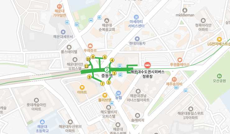 해운대수도권시외버스정류장 위치-지도