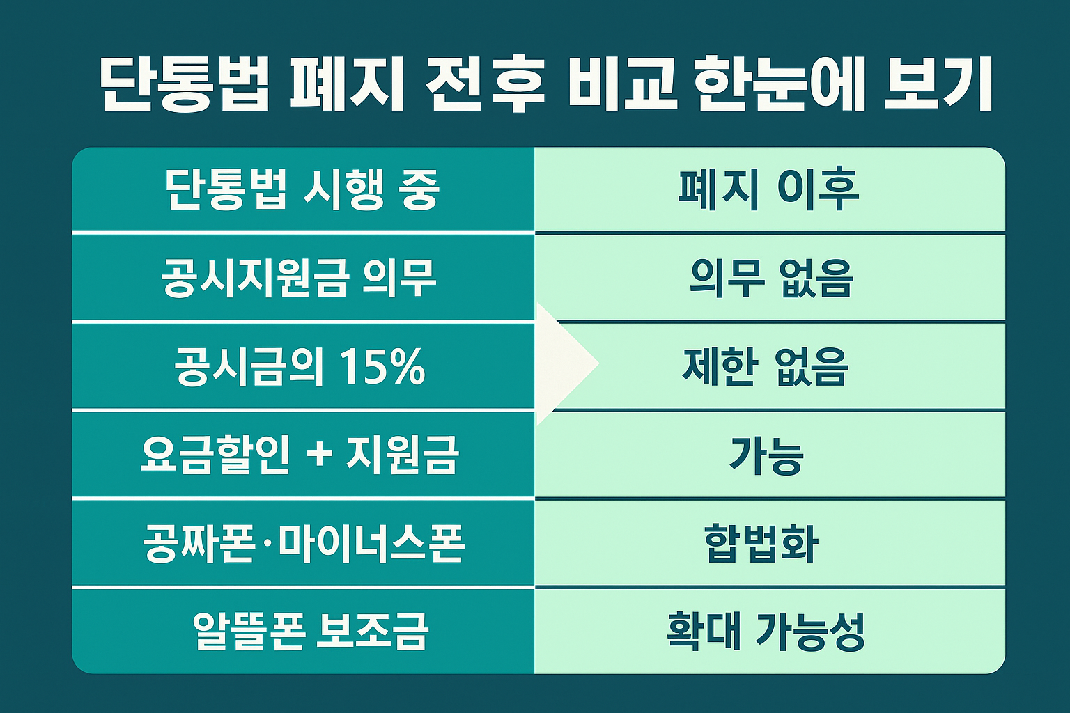 단통법 폐지 전후 비교표