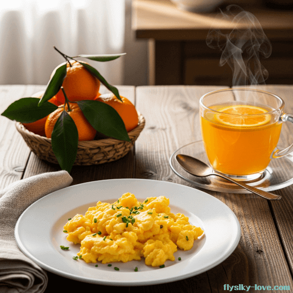 눈건강에 도움이 되는 스크램블 에그와 귤차